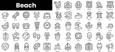 Set of outline beach icons. Minimalist thin linear web icon set. vector illustration.