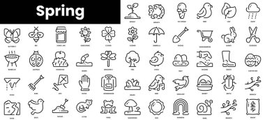 Set of outline spring icons. Minimalist thin linear web icon set. vector illustration.