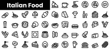 Set of outline italian food icons. Minimalist thin linear web icon set. vector illustration.