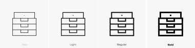 dosya dolabı simgesi. İnce, Aydınlık ve Kalın stil tasarımı beyaz arkaplanda izole