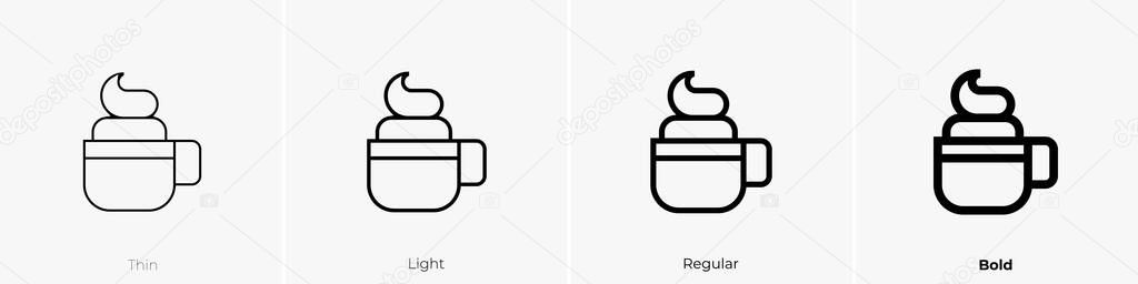 Espresso icon. Thin, Light Regular And Bold style design isolated on white background
