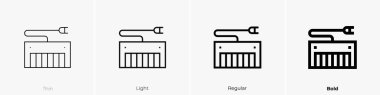 elektrikli klavye simgesi. İnce, Aydınlık ve Kalın stil tasarımı beyaz arkaplanda izole