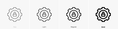 Kilitli simge. İnce, Aydınlık ve Kalın stil tasarımı beyaz arkaplanda izole