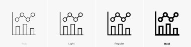 Çizgi grafik simgesi. İnce, Aydınlık ve Kalın stil tasarımı beyaz arkaplanda izole