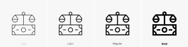 Yatırım ikonu. İnce, Aydınlık ve Kalın stil tasarımı beyaz arkaplanda izole