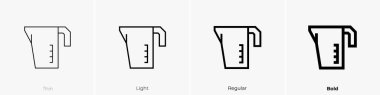 ölçü kabı simgesi. İnce, Aydınlık ve Kalın stil tasarımı beyaz arkaplanda izole