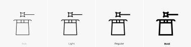 Sihirbaz ikonu. İnce, Aydınlık ve Kalın stil tasarımı beyaz arkaplanda izole
