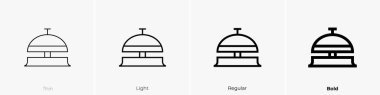 Resepsiyon çanı ikonu. İnce, Aydınlık ve Kalın stil tasarımı beyaz arkaplanda izole