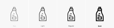 Plastik şişe ikonu. İnce, Aydınlık ve Kalın stil tasarımı beyaz arkaplanda izole