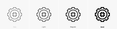 Ayarlar simgesi. İnce, Aydınlık ve Kalın stil tasarımı beyaz arkaplanda izole
