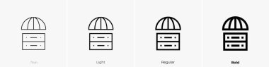 sunucu simgesi. İnce, Aydınlık ve Kalın stil tasarımı beyaz arkaplanda izole