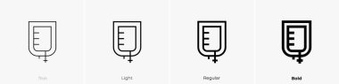 Serum simgesi. İnce, Aydınlık ve Kalın stil tasarımı beyaz arkaplanda izole