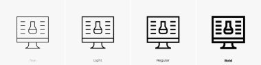 Bilim fuarı ikonu. İnce, Aydınlık ve Kalın stil tasarımı beyaz arkaplanda izole