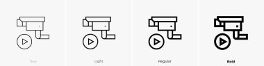 Gözetim ikonu. İnce, Aydınlık ve Kalın stil tasarımı beyaz arkaplanda izole