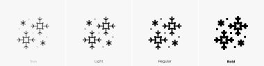 snowflakes icon. Thin, Light Regular And Bold style design isolated on white background clipart