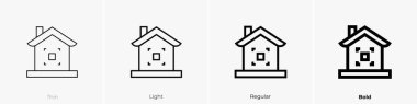 akıllı ev ikonu. İnce, Aydınlık ve Kalın stil tasarımı beyaz arkaplanda izole