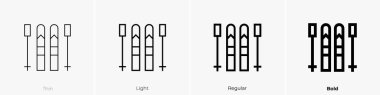 Kayak ikonu. İnce, Aydınlık ve Kalın stil tasarımı beyaz arkaplanda izole