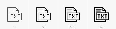 txt format icon. Thin, Light Regular And Bold style design isolated on white background clipart