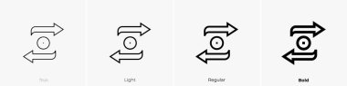 Aktarım simgesi. İnce, Aydınlık ve Kalın stil tasarımı beyaz arkaplanda izole