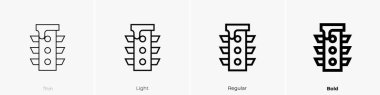 Trafik ışığı simgesi. İnce, Aydınlık ve Kalın stil tasarımı beyaz arkaplanda izole