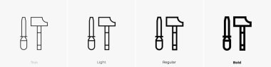 araç simgesi. İnce, Aydınlık ve Kalın stil tasarımı beyaz arkaplanda izole