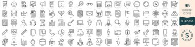 Set of business icons. Thin outline icons pack. Vector illustration