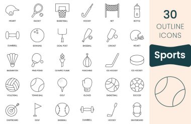 Set of sports icons. Thin outline icons pack. Vector illustration