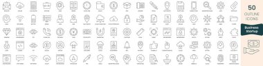 Set of business startup icons. Thin outline icons pack. Vector illustration