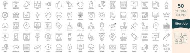 Set of start up icons. Thin outline icons pack. Vector illustration