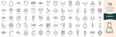 Set of fashion icons. Thin outline icons pack. Vector illustration