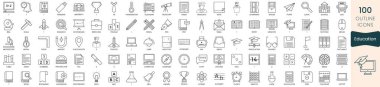 Set of education icons. Thin outline icons pack. Vector illustration