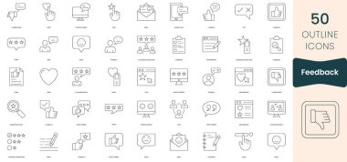 Set of feedback icons. Thin outline icons pack. Vector illustration