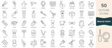Set of beauty salon icons. Thin outline icons pack. Vector illustration
