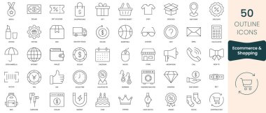 Set of ecommerce and shopping icons. Thin outline icons pack. Vector illustration