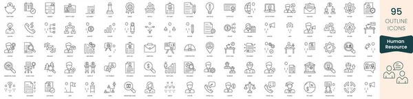Set Human Resource Icons Thin Outline Icons Pack Vector Illustration — Vetor de Stock