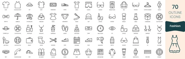 Set Fashion Icons Thin Outline Icons Pack Vector Illustration — Vetor de Stock