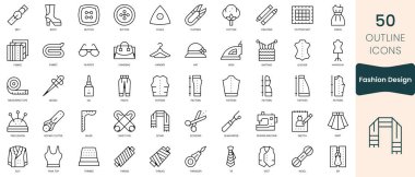 Moda tasarım ikonları. İnce doğrusal simgeler paketleyin. Vektör İllüstrasyonu