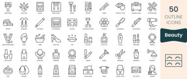 Set of beauty icons. Thin linear style icons Pack. Vector Illustration