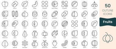 Set of fruits icons. Thin linear style icons Pack. Vector Illustration