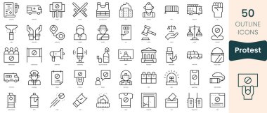 Set of protest icons. Thin linear style icons Pack. Vector Illustration