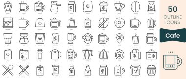 Set of cafe icons. Thin linear style icons Pack. Vector Illustration