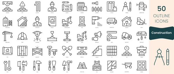 stock vector Set of construction icons. Thin linear style icons Pack. Vector Illustration