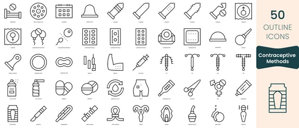 stock vector Set of contraceptive methods icons. Thin linear style icons Pack. Vector Illustration