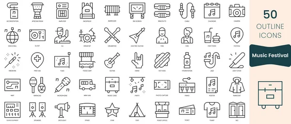 stock vector Set of music festival icons. Thin linear style icons Pack. Vector Illustration