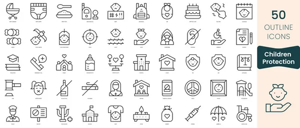 stock vector Set of children protection icons. Thin linear style icons Pack. Vector Illustration