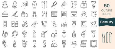 Set of beauty icons. Thin linear style icons Pack. Vector Illustration
