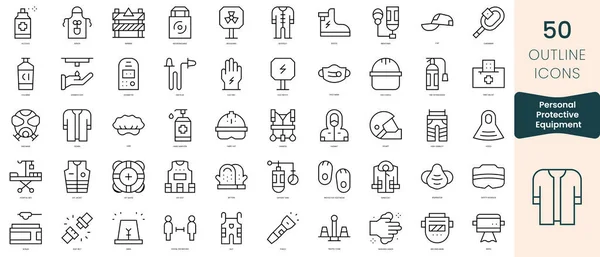 stock vector Set of personal protective equipment ppe icons. Thin linear style icons Pack. Vector Illustration