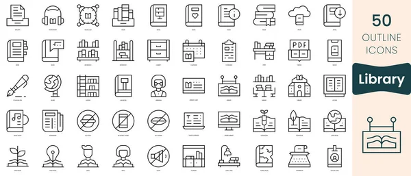 Set Library Icons Thin Linear Style Icons Pack Vector Illustration - Stok Vektor