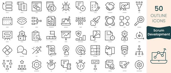 Set Scrum Development Icons Thin Linear Style Icons Pack Vector — Stockvektor