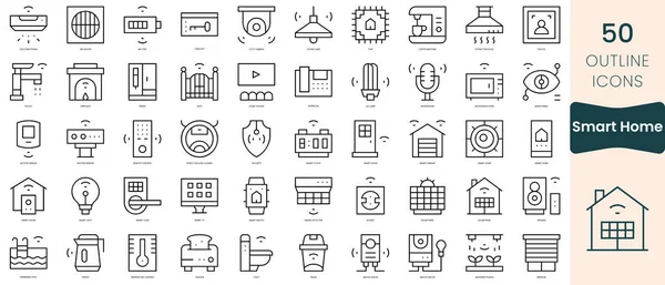 Set Smart Home Icons Thin Linear Style Icons Pack Vector — Vettoriale Stock